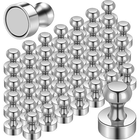 Lot de 45 petits aimants puissants en néodyme pour réfrigérateur, tableau blanc, maison et cuisine Argenté 12 x 16 mm (1/5)