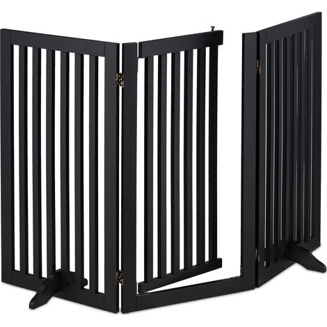 Relaxdays – Barrière de sécurité pliable pour chiens – Dimensions H 92 x L 154 cm – Installation flexible avec pieds – Grille MDF noire