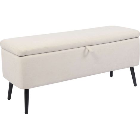 Baúl para dormitorio Maison tapizado crema, 49cm(alto) 110cm(ancho) 40cm(fondo) (1/5)