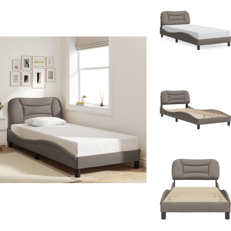 Cadre de lit sans matelas taupe 90x200 cm tissu - Lit Plateforme - Lit Double - Cadre De Lit - Literie - Meuble Chambre (1/5)