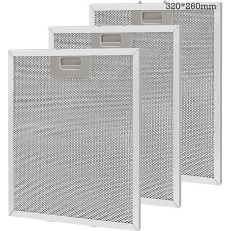 Lot de 3 filtres à graisse métalliques 320 x 260 mm – Aluminium 5 couches – Lavables – Accessoire pour hottes aspirantes (1/5)