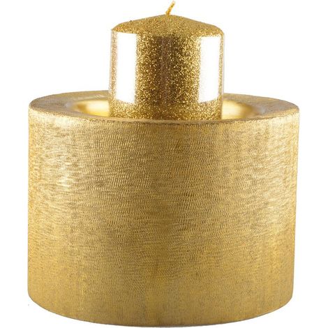 Bougeoir en Métal Doré Chandelier Décoratif pour Table et Intérieur 16,5 x 16,5 x 11,5 cm - PANGIVO (1/3)