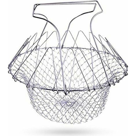 Panier à salade pliable en acier inoxydable pour frites légumes salades 1 pièce (1/5)