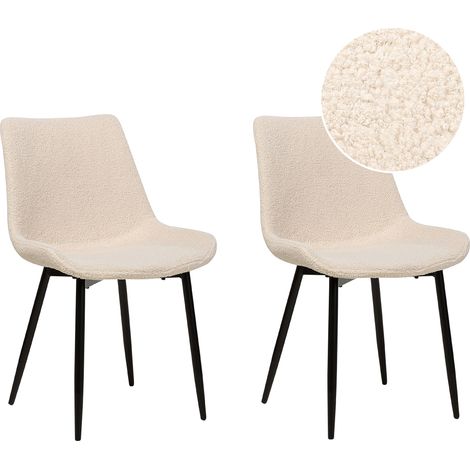 Conjunto de 2 sillas de comedor modernas tapicería de tela bouclé respaldo rebajado asiento salón comedor beige Avilla (1/5)