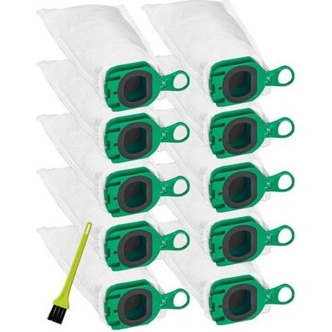 Lot de 10 Pcs Sacs Aspirateur Compatible avec Vorwerk Kobold VB100 FP100 Accessoires Remplacement Filtrants Sacs à Poussière de Rechange Compatible avec Vorwerk FP 100 VB 100 H184 (1/5)