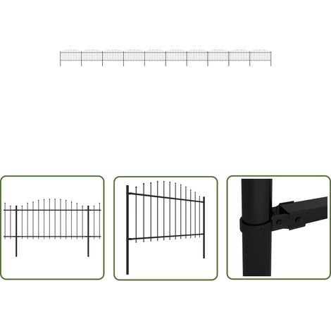 The Living Store Gartenzaun mit Speerspitzen Stahl (1,25 - 1,5) x 17 m Schwarz - Gartenzaun - Stahltzaun - Metallzaun - Sicherheitszaun - Privacy Screen (1/5)