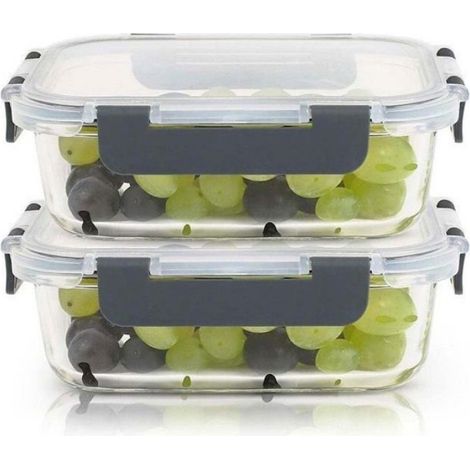 Boîte De Conservation Alimentaire - Verre - Étanche - Micro-ondes Congélateur Lave-vaisselle - 700 ml Et 1000 ml - Set De 4 (1/4)