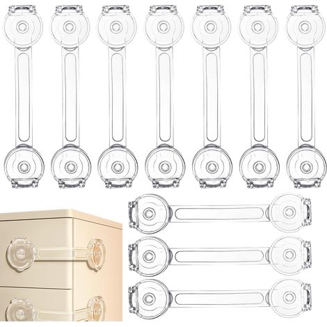 Lot de 10 verrous de sécurité enfant pour réfrigérateur, placard, tiroir, congélateur, four, poubelle, etc. Sangle de sécurité pour bébé.