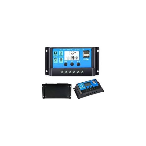 Y&H 30A 12V 24V Régulateur de charge solaire automatique Contrôleur PWM LCD Dual USB 5V sortie panneau solaire régulateur photovoltaïque,Batteries lithium/acide de plomb (1/5)