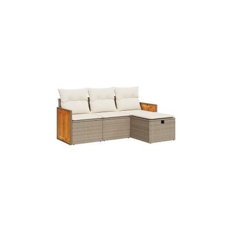 Salon de jardin avec coussins 4 pcs beige résine tressée (1/5)