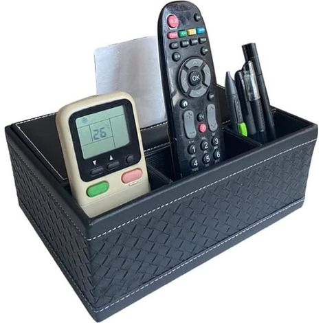 boîte à mouchoirs,Boîte de rangement multifonction en cuir synthétique pour stylos, crayons, télécommande, mouchoirs (1/4)