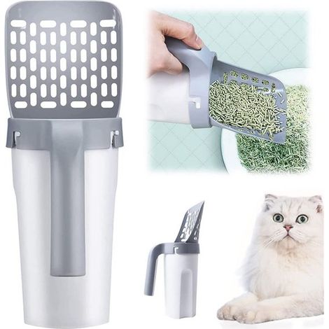 Pelle à litière pour chat Pelle à litière pour chat de grande capacité avec sac poubelle Pelle à litière pour chat Durable et facile à entretenir (1/5)