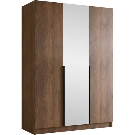 Armario Closico Decoron II, Nogal + Negro, 215x150x58cm, Puertas de armario: Con bisagras, Número de estantes: 0