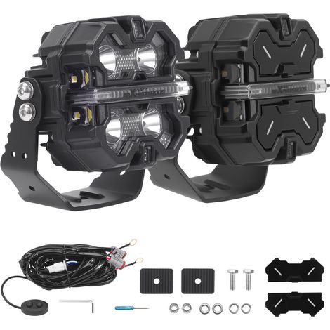 Projecteur LED 160 W, 3,5 pouces, carré, RVB, feux de jour, For VTT, 12 V, IP68 (1/5)