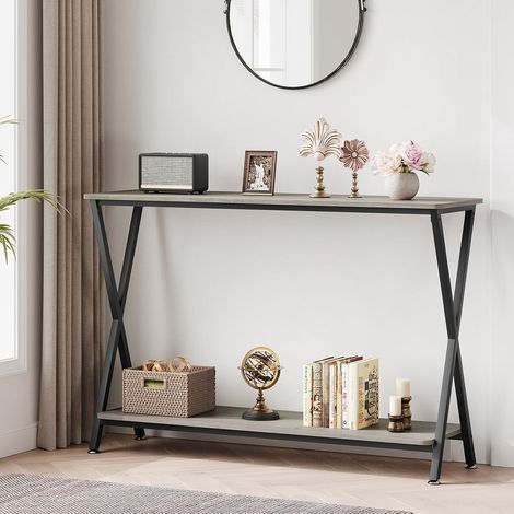 Table console étroite 105 cm gris noir rétro, mobilier d’appoint couloir salon bureau (1/5)