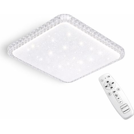Plafoniera LED 58x58 cm 48W 3840LM Dimmerabile con Telecomando, Cambio Temperatura Colore, Soffitto Acrilico Effetto Cielo Stellato, IP20, Fascio 120°