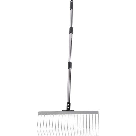 Râteau arqué de jardin avec long manche amovible, outil de jardin à 21 dents pour ameublir la terre, ramasser les feuilles et scarifier la pelouse. (1/5)