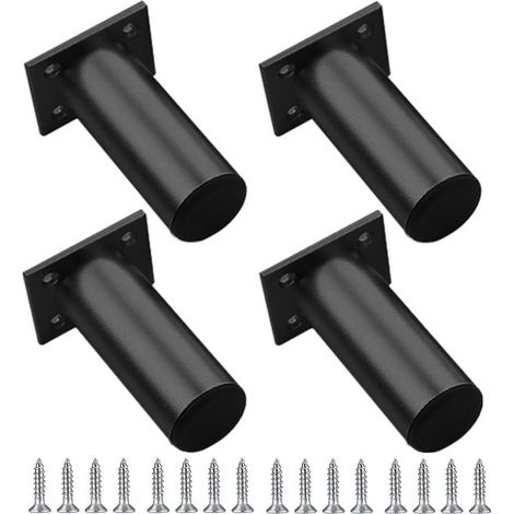 Lot de 4 pieds de meuble réglables de 8 cm, pieds de support fixes en métal pour meubles, table, cuisine, armoire, canapé, chaise, bureau (noir) (1/5)