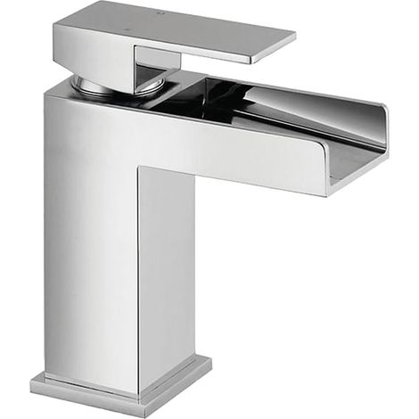 Luxury Modern Waterfall Standard Mono Basin Mixer - Chrome