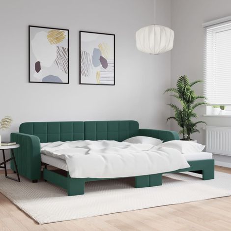 Sofá cama nido terciopelo verde oscuro 90x200 cm vidaXL (1/5)