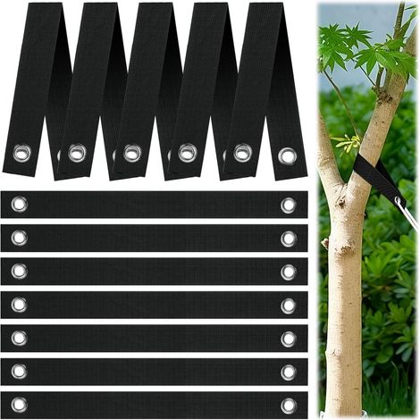 12 Pièces - Sangle Arbre - Attache Tuteur - Support Tronc Jeune Plant - Protection Vent Neige - Noir - 3,8x40cm
