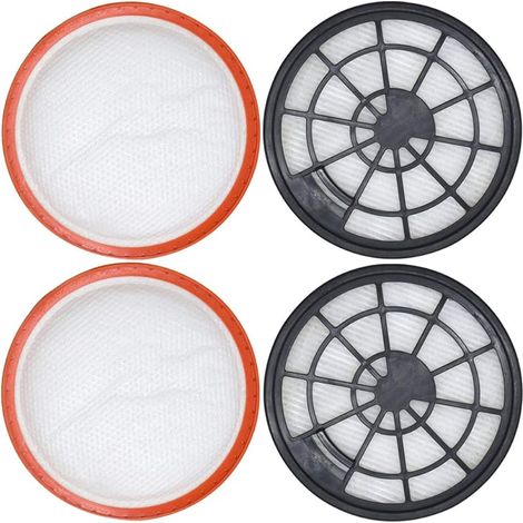 Lot de 4 Filtres pour Dirt Devil DD2650-1, DD2651-0, DD2651-1, DD2720 - 2 de Protection du Moteur + 2 à Air d'Échappement (1/5)