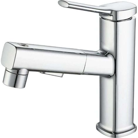 Grifo de baño, XU, tres modos de agua (chorro, chorro, fuente), rociador extraíble (plata) - KZQ (1/4)