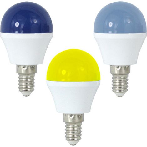 IluminaShop - Bombilla LED G45 E14 1W de Colores / Azul y Amarillo  Amarillo (1/4)