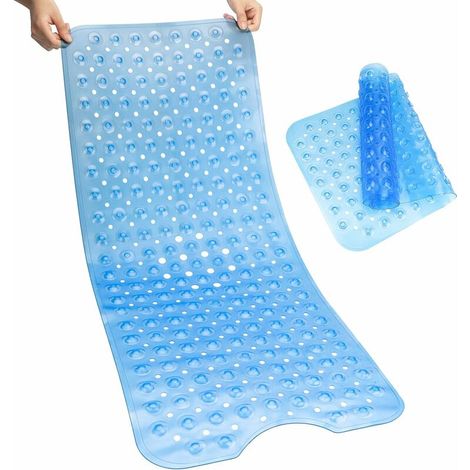 Extra Long Anti-Bacterial Anti-Slip Bath Mat with 200 Suction Cups (Pink)