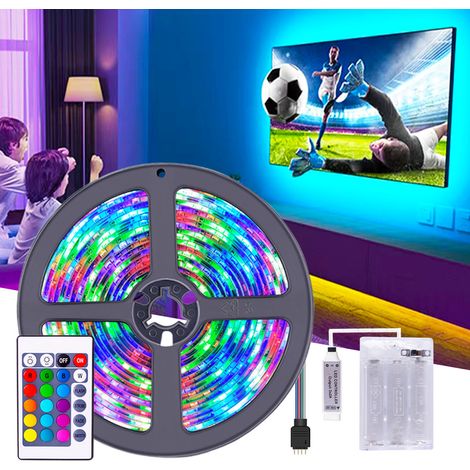Bande LED à Piles Décorer pour DIYer: 5M Ruban Lumineux a Pile Télécommande 24 Touches Dimmable - Décoration d'intérieur DIY Éclairage de Fond TV (1/5)