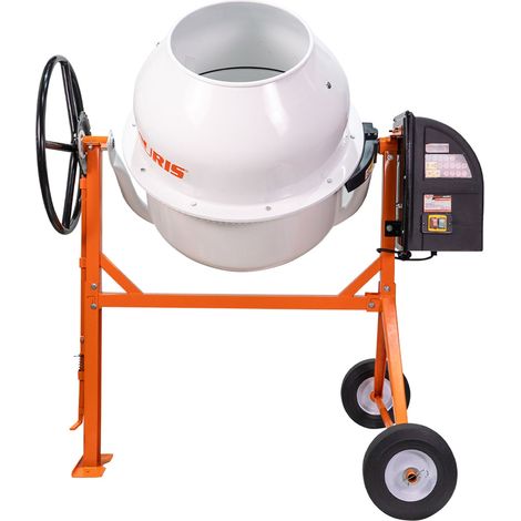 RURIS Bétonnière électrique 950 W 200 L - Moteur 230 V avec pédale - Vitesse 29,5 tr/min - Couronne en fonte nodulaire