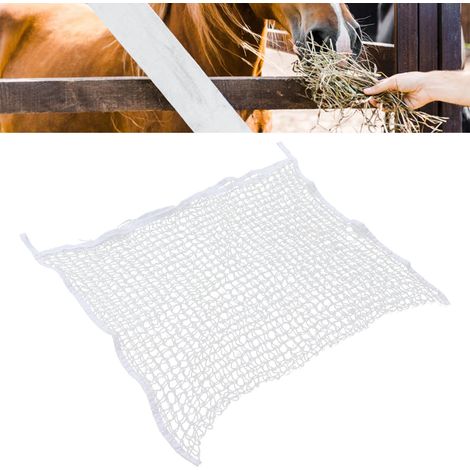 Filet à foin, filet à foin pour chevaux, mailles fines, filet à foin à dispersion lente, blanc, 60 x 90 cm (1/5)