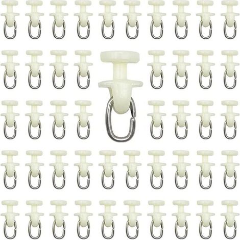 Rouleaux de Rail de Rideau-100 pièces Rail intérieur Crochet de Rideau Rail Glisseur Rail,Rideau Poulie à Rideaux en Plastique(Blanc)