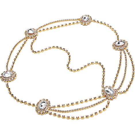 Chaîne pour Cheveux Vintage Femme - Accessoire de Mariée Orné d'Or - Bandeau Élégant (1/5)