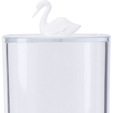 Boîte de rangement multifonction transparente pour cotons-tiges avec couvercle, idéale pour la salle de bain et la maison (style Swan) (1/5)
