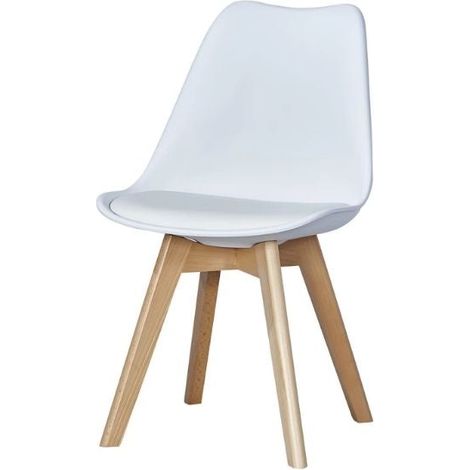 sedia da pranzo "leila" bianco con gambe in legno 6 pezzi (1/5)