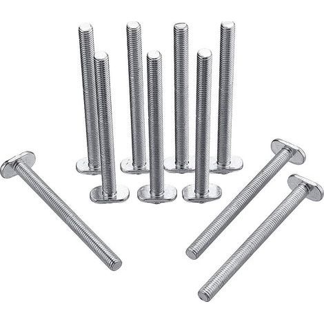 AIDUCHO 10pcs Outil de fixation de vis de boulon pour rainure en T M8X100mm Goujon à enfiler Boulon de vis coulissante à écrou en T pour Outil de travail du bois pour rail d'onglet (1/5)