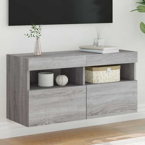 vidaXL Mueble de TV de pared con luces LED gris Sonoma 80x30x40 cm (1/5)