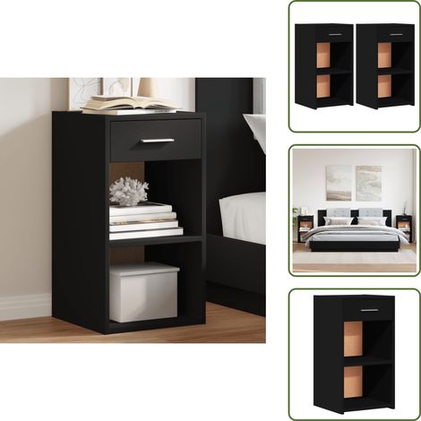 Nachttische 2 Stk. Schwarz 35x34x65 cm Holzwerkstoff - Nachttisch - Holzwerkstoff - Schwarz - Sideboard - Kommode