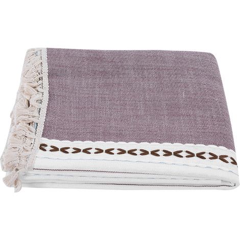 Nappe en lin et coton à franges, nappe anti-poussière, décoration de table (marron 5555 pouces) (1/5)