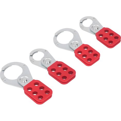 Lot de 2 moraillons de verrouillage à 6 trous, poignée en nylon, en acier, pour la sécurité industrielle (1 po x 1,5 po). (1/5)