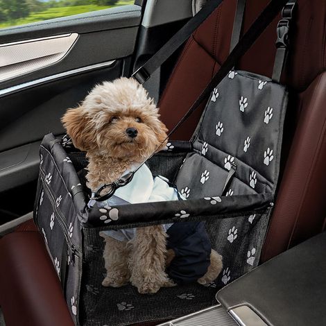 Hundeautositz faltbar, atmungsaktiv, waschbar, 40x32x24cm, Pfotenabdruck (1/5)