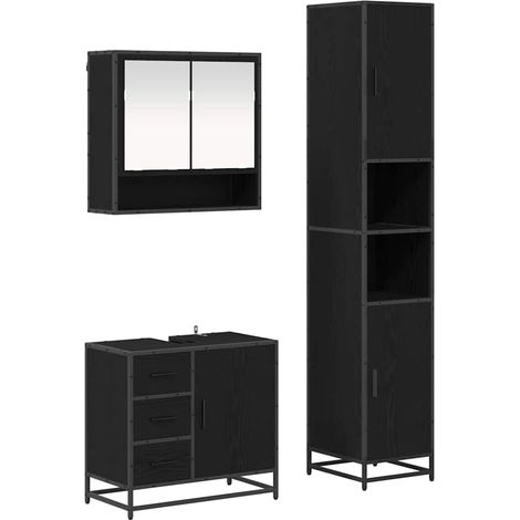Maison Exclusive - Badezimmermöbel-Set 3 pcs Schwarz Eichen-Optik