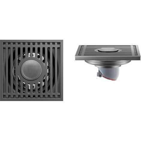 Bonde douche carrée inox gris 100x100mm siphon plat amovible pour sol douche