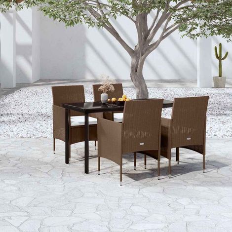 Ensemble à manger de jardin coussins 5 pcs-Salon de jardin Marron/noir 723617 (1/5)