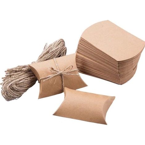 100 Pièces Botes Cadeaux 96.5CM Bote à bonbons en papier kraft, Bote en papier kraft vintage avec corde de 55 cm, Grande bote d'emballage pour mariages, botes bricolage, cadeaux Nol (1/5)