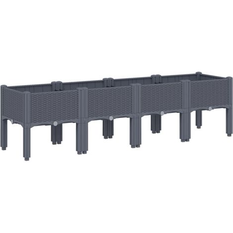 Vassoio per fioriera aiuola rialzata piante fiori terrazza giardino con piedini 160 x 40 x 42 cm PP grigio 020038158