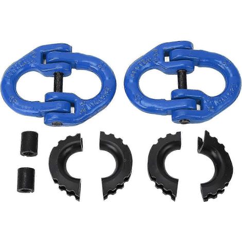 Ensemble de 2 connecteurs de chaîne de sécurité robustes en acier allié de 1/2 po, capacité de charge de 5,3 T, installation rapide, verrouillage à marteau pour attelage de remorque, bleu RNWHBYV (1/4)