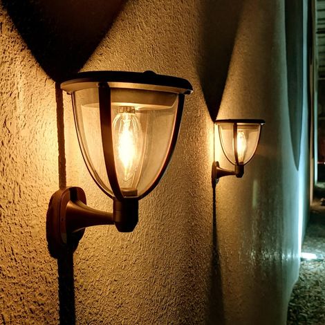 Lampe Solaire Extérieur, LED Lumière Solaire Étanche avec 2 Modes Porche Applique Lampe de Sécurité Éclairage Mural pour Jardin, Blanc Chaud 2700K (1/5)