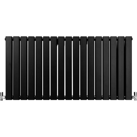 Radiatori Termosifoni in Acciaio Calorifero a Doppio Strato a Pannelli Piatti Riscaldamento Centralizzato Colonna Termosifone Orizzontale Radiatore a Parete - Nero Opaco - 60 x 119cm